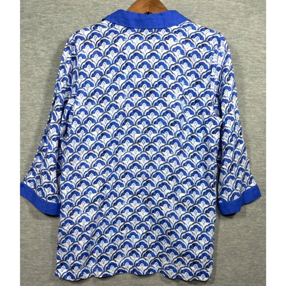 Sigrid Olsen Womens Blouse M Linen Blend Blue Beachy Tunic Santorini - Picture 5 of 5